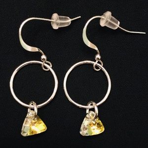 NEW silver plated earrings w aurora crystal